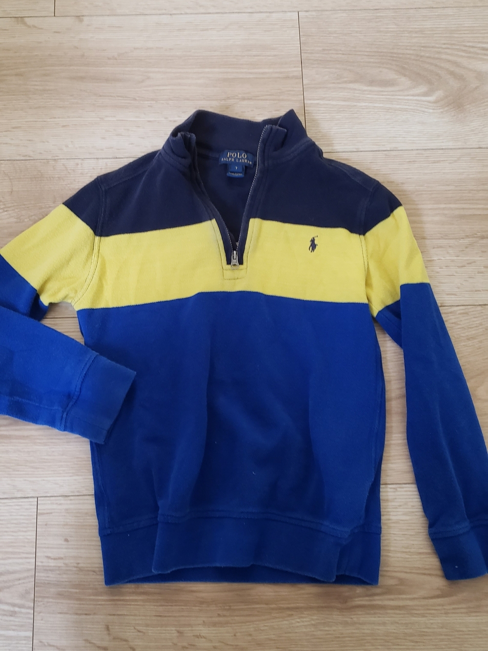 Polo by Ralph Lauren Navy, Yellow & Royal Blue Quarter-Zip Pullover